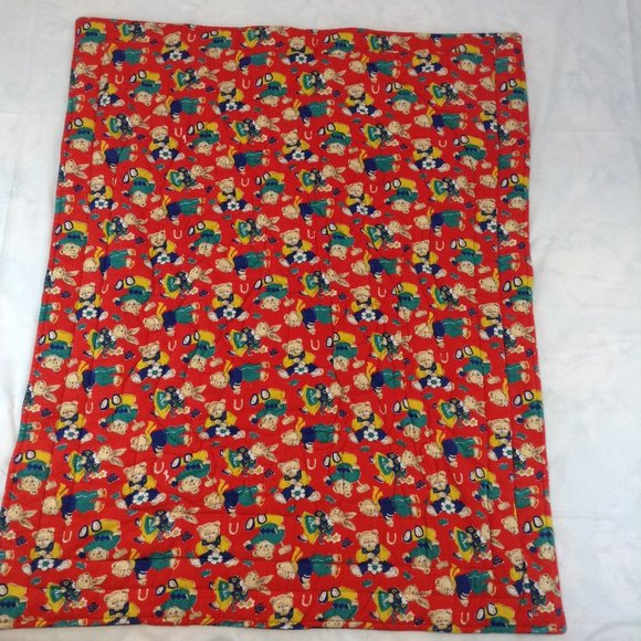 Vintage Quilted Baby Blanket Bears Cow Ducks Pigs Clown 33 1/2" x 41 1/2" - Picture 11 of 15